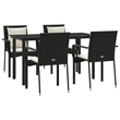 Bowery Hill Contemporary PE Rattan Durable Garden Dining Set in Black
