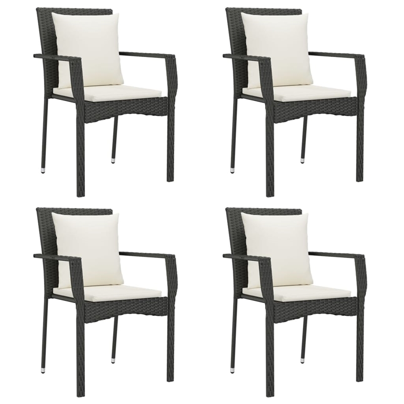 Bowery Hill Contemporary PE Rattan Durable Garden Dining Set in Black
