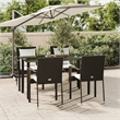 Bowery Hill Contemporary PE Rattan Durable Garden Dining Set in Black