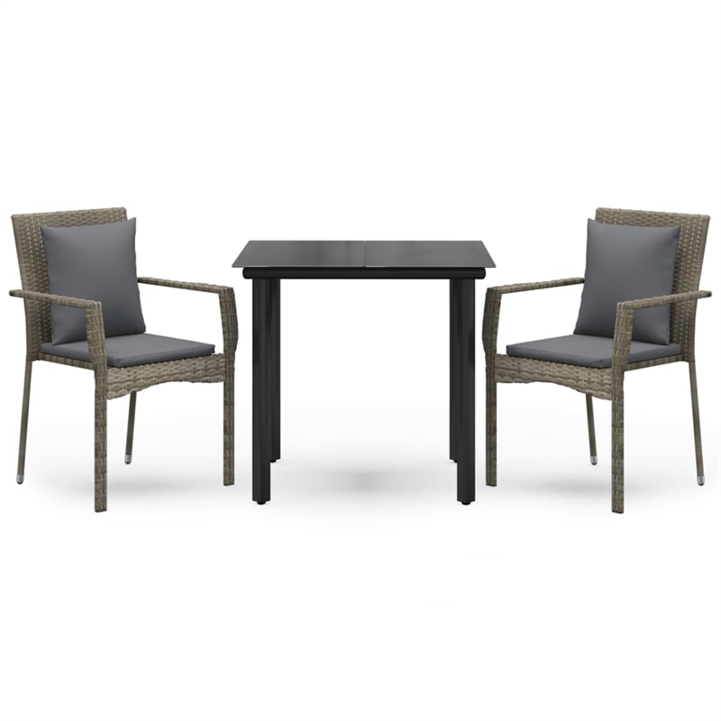 Bowery Hill Poly Rattan Medium Modular Garden Dining Set in Black and Gray