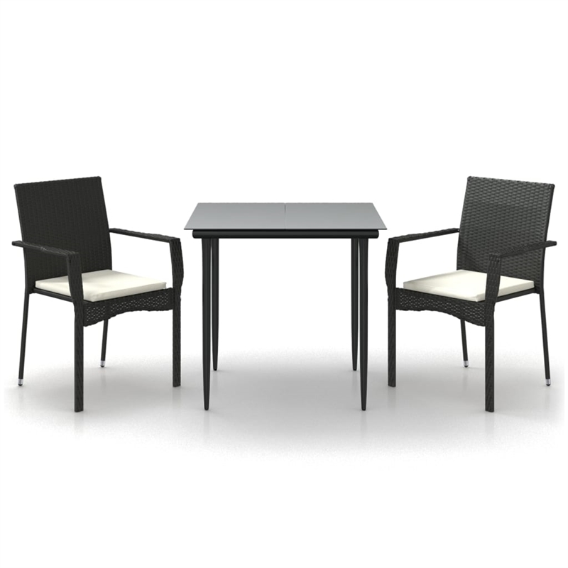 Bowery Hill Contemporary Weather-Resistant Garden Dining Set in Black