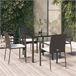 Bowery Hill Contemporary PE Rattan Durable Garden Dining Set in Black