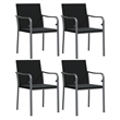 Bowery Hill Poly Rattan/Steel/Tempered Glass Garden Dining Set in Black