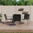 Bowery Hill Poly Rattan/Steel/Tempered Glass Garden Dining Set in Black