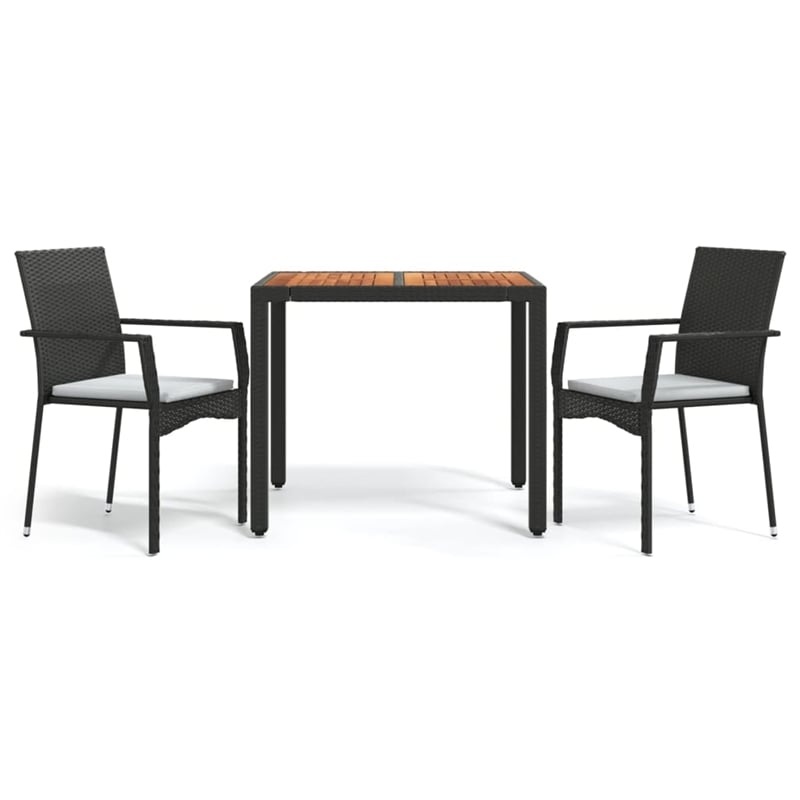 Bowery Hill Contemporary Weather-Resistant Garden Dining Set in Black