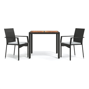 Bowery Hill Contemporary Weather-Resistant Garden Dining Set in Black