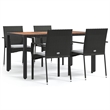 Bowery Hill PE Rattan 5 Piece Set Garden Dining Set in Black