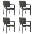 Bowery Hill PE Rattan 5 Piece Set Garden Dining Set in Black