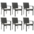 Bowery Hill Contemporary PE Rattan 7 Piece Garden Dining Set in Black