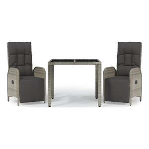 Bowery Hill Contemporary Weather-Resistant 3 Piece Garden Dining Set in Gray