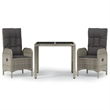 Bowery Hill PE Rattan Medium Adjustable Armrests Garden Dining Set in Gray