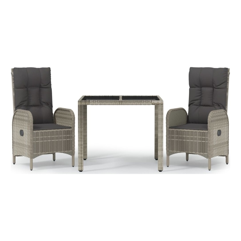 Bowery Hill PE Rattan Medium Adjustable Armrests Garden Dining Set in Gray