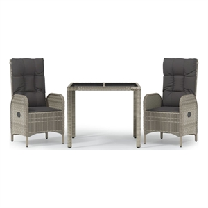 Bowery Hill PE Rattan Medium Adjustable Armrests Garden Dining Set in Gray
