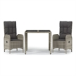 Bowery Hill PE Rattan Medium Adjustable Armrests Garden Dining Set in Gray