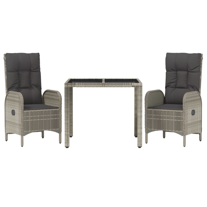 Bowery Hill PE Rattan Medium Adjustable Armrests Garden Dining Set in Gray