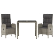 Bowery Hill PE Rattan Medium Adjustable Armrests Garden Dining Set in Gray