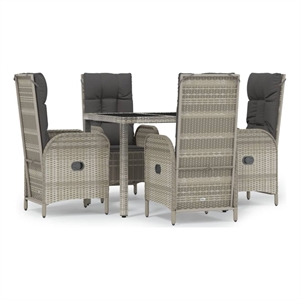 Bowery Hill Contemporary Poly Rattan 5 Piece Garden Dining Set in Gray