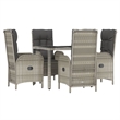 Bowery Hill Contemporary Poly Rattan 5 Piece Garden Dining Set in Gray