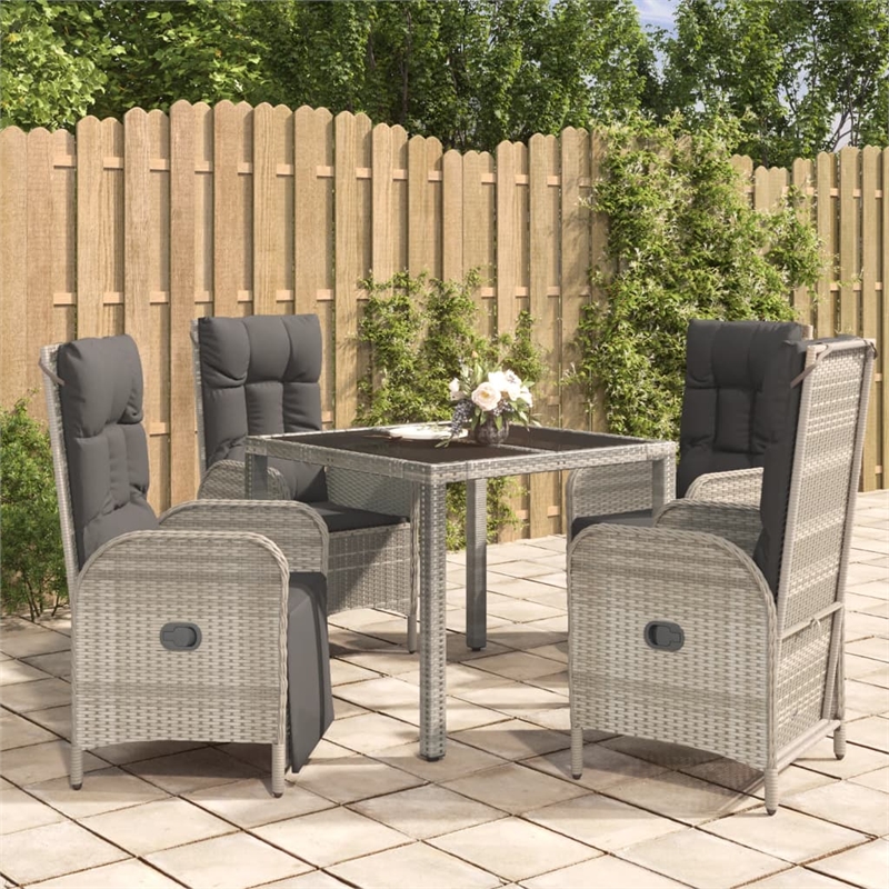 Bowery Hill Contemporary Poly Rattan 5 Piece Garden Dining Set in Gray