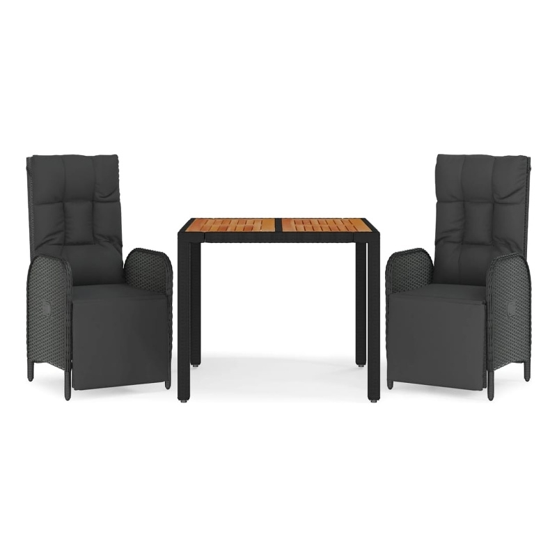 Bowery Hill Contemporary Powder-Coated Garden Dining Set in Black