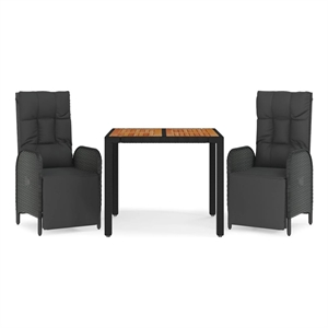 Bowery Hill Contemporary Powder-Coated Garden Dining Set in Black