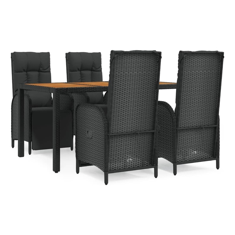 Bowery Hill Contemporary Weather-Resistant Garden Dining Set in Black