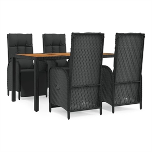 Bowery Hill Contemporary Weather-Resistant Garden Dining Set in Black