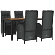 Bowery Hill Contemporary Weather-Resistant Garden Dining Set in Black