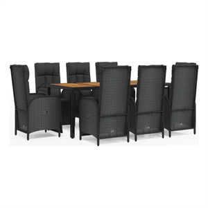 Bowery Hill Contemporary Powder-Coated Garden Dining Set in Black