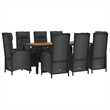 Bowery Hill Contemporary Powder-Coated Garden Dining Set in Black