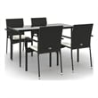 Bowery Hill Contemporary PE Rattan Durable Garden Dining Set in Black