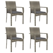 Bowery Hill PE Rattan Large Modular Garden Dining Set in Black and Gray