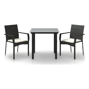 Bowery Hill Poly Rattan Regular Modular Garden Dining Set in Black