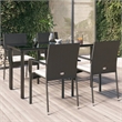 Bowery Hill Contemporary PE Rattan Durable Garden Dining Set in Black