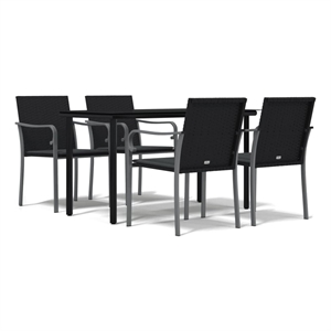 Bowery Hill Contemporary Garden Dining Set in Black/Dark Gray