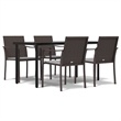 Bowery Hill Contemporary PE Rattan Medium Garden Dining Set in Brown