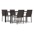 Bowery Hill Contemporary PE Rattan Medium Garden Dining Set in Brown