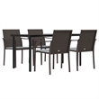 Bowery Hill Contemporary PE Rattan Medium Garden Dining Set in Brown