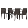 Bowery Hill Contemporary PE Rattan Medium Garden Dining Set in Brown