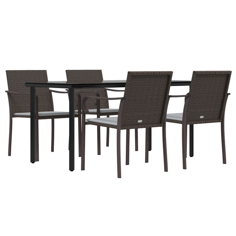 Bowery Hill Contemporary PE Rattan Medium Garden Dining Set in Brown
