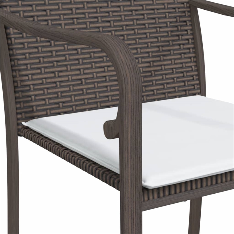 Bowery Hill Contemporary PE Rattan Medium Garden Dining Set in Brown