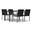 Bowery Hill PE Rattan 5 Piece Set Garden Dining Set in Black