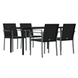Bowery Hill PE Rattan 5 Piece Set Garden Dining Set in Black