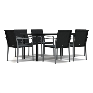 Bowery Hill Contemporary Garden Dining Set in Black/Dark Gray