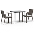 Bowery Hill Contemporary PE Rattan Durable Garden Dining Set in Brown
