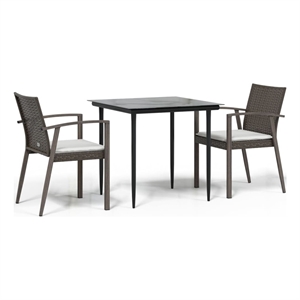 Bowery Hill Contemporary PE Rattan Durable Garden Dining Set in Brown