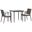 Bowery Hill Contemporary PE Rattan Durable Garden Dining Set in Brown