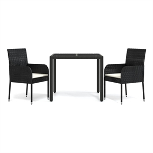 Bowery Hill Poly Rattan Regular Modular Garden Dining Set in Black