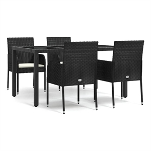 Bowery Hill Contemporary Weather-Resistant Garden Dining Set in Black