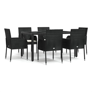Bowery Hill Contemporary Garden Dining Set in Black/Cream White